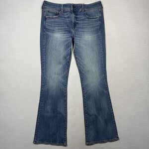 American Eagle Kick Boot Jeans Women 12 Stretch Vintage Distressed Look